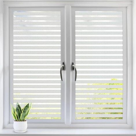 Elektrostatische Fensterfolie mit Streifendesign 45 x 200 cm, selbstklebende Fensterfolie mit elektrostatischem Kleber, blickdichte Fensterfolie für UV-Schutz im Büro, Zuhause, Badezimmer