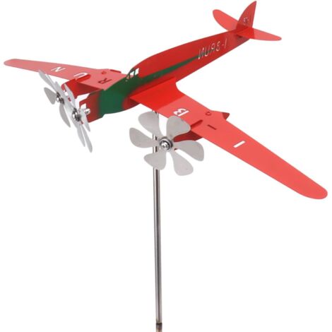 Flugzeug-Windmühle aus Metall, 3D-rot, Rostfrei, Flugzeug-Windspiel, für Gartendekoration, Verschönerung Ihres Gartens, Vielseitig Einsetzbar, Handgeschweißt