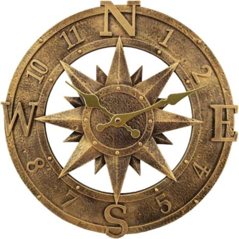 30 cm große Wanduhr für den Außenbereich – wasserdicht für Garten, Küche und Wohnzimmer – Industrielles 3D – TC (Gold)