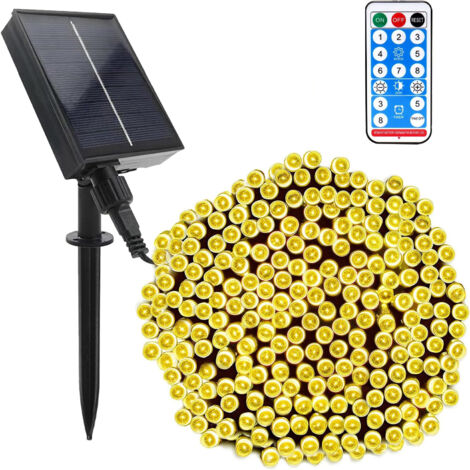 Solar Lichterkette Außen Warmweiß -20M 200 LED Lichterkette Aussen Solar und USB Aufladbar mit Fernbedienung, 8 Mode, Wetterfest, für Outdoor Gartern Terrasse Balkon Deko