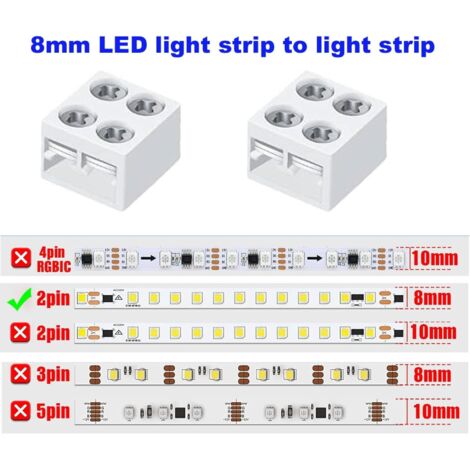 NuFlySic LED-Lichtverbinder – 20 Stück, 2-polig, 8 Mm, Schraubklemmen, Für 5–24 V, Max. 6 A