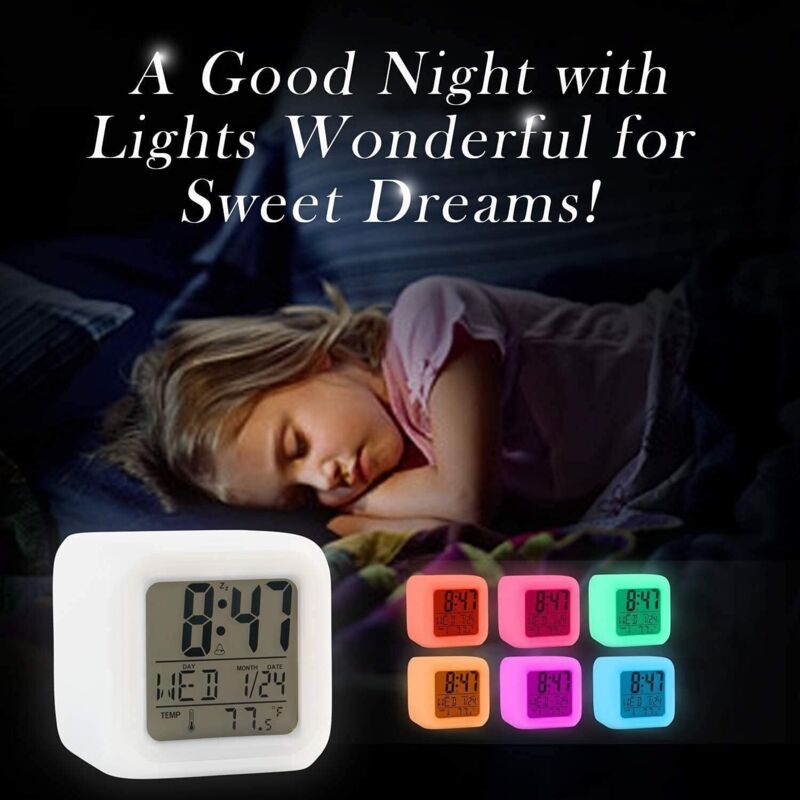Sveglia Simula Alba Per Bambini Con Luce Notturna E Doppia Sveglia – Orologio Digitale Da Comodino 3+ Anni