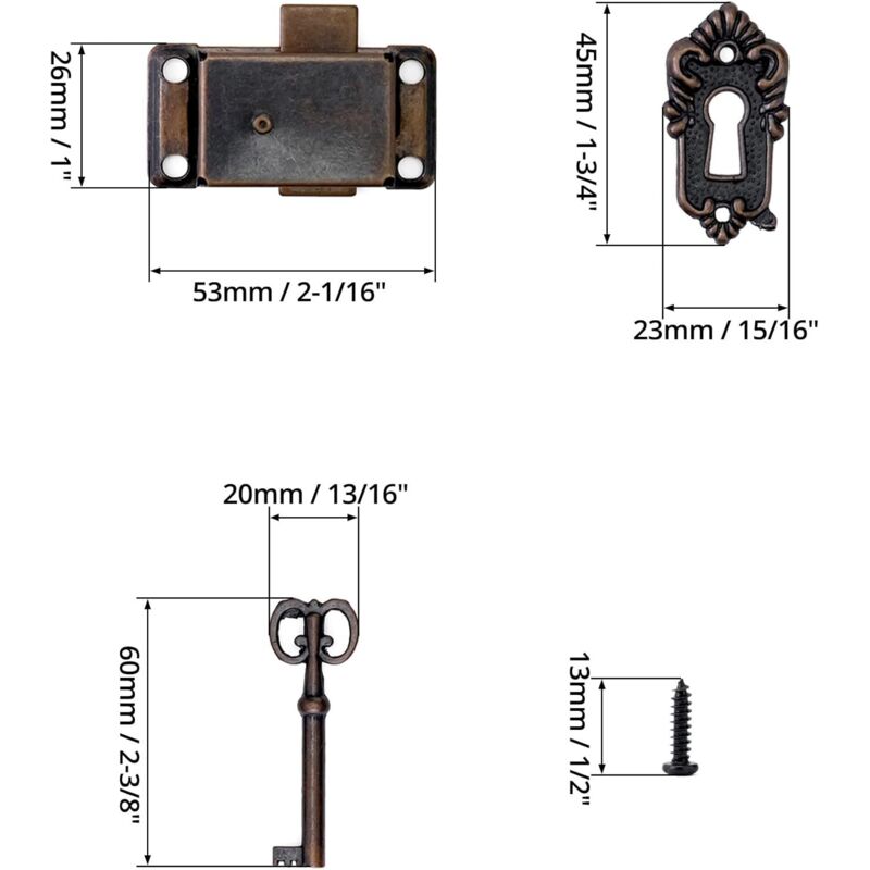 CR Serrature Serratura Porta Legno Da Applicare Cilindro A Pompa E