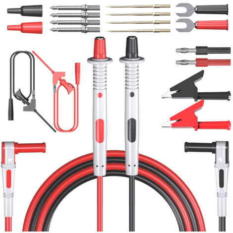 P1300E – Kit Puntali Per Multimetro Con Prolunghe, Pinze A Coccodrillo E Sonde – Accessori Universali Per Test Elettrici - 2