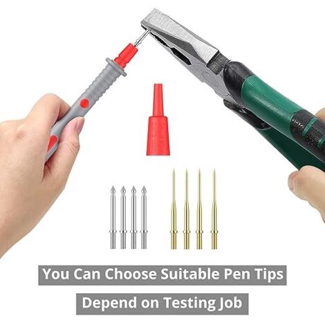 Cavi di Misura Silicone, 8 Pezzi Puntali Tester per Multimetro con Prolunga di Prova, Pinze a Coccodrillo, Sonda di Prova e Stantuffo Mini-anci per Multimetri - KAIWEETS