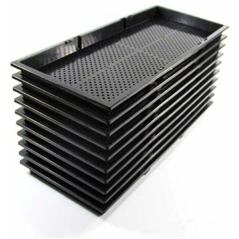 Vassoio per piantina riutilizzabile in plastica da 10 pezzi Vassoio per semina nero per la germinazione delle piante in serra idroponica