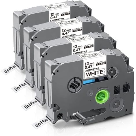 Nastro per etichette di ricambio compatibile TZe-231 12 mm TZe231 per Brother Tz Tape 0,47 nero su bianco per Brother P-Touch H100LB H105 H110, confezione da 4 (1/5)