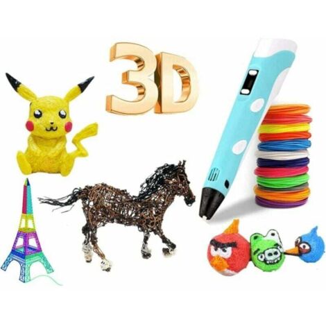 Penna 3D, penna per stampa 3D con PLA compatibile e schermo LCD, temperatura regolabile, matita 3D per bambini blu (1/5)