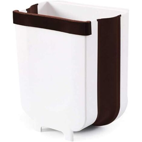 Pattumiera pieghevole, pattumiera da parete da 9 litri per cucina, auto, bagno, ufficio e camera da letto (bianco-nero) (1/5)