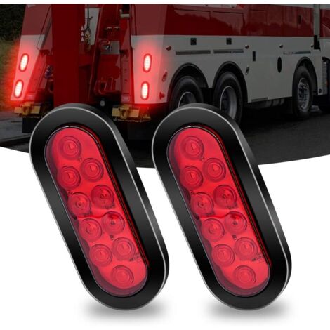 luci posteriori a LED ovali da 12 V, luci di stop posteriori, luci di posizione laterali rosse, luci per rimorchi a LED da 7,5" impermeabili, posizione di parcheggio per camion, rimorchi, roulotte, tr (1/5)