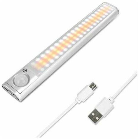 Striscia LED senza fili Lampada da cucina per armadio 80LED Illuminazione da cucina a LED Lampada da sottopensile Sensore di movimento Luce notturna Ricarica USB per armadio Scale Bagno Corridoio (1/5)