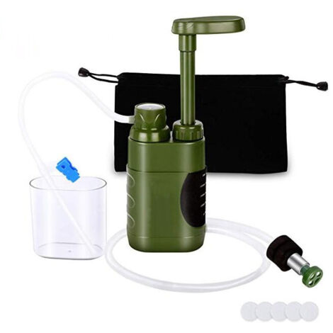 Filtro Acqua Da Esterno 5000 Litri Con Membrana UF 0,01 Micron, Portatile Per Campeggio E Sopravvivenza, Verde Militare, Flusso 1400 Ml/min