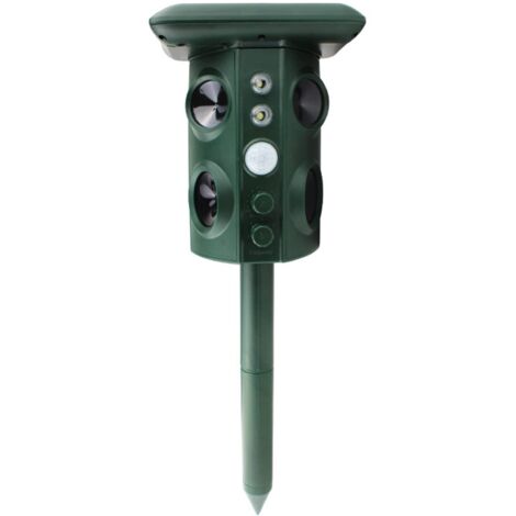 Repellente solare ad ultrasuoni per parassiti, repellente per animali da giardino, repellente per topi, sensore PIR, repellente per uccelli, gatti, cani e pipistrelli (1/5)