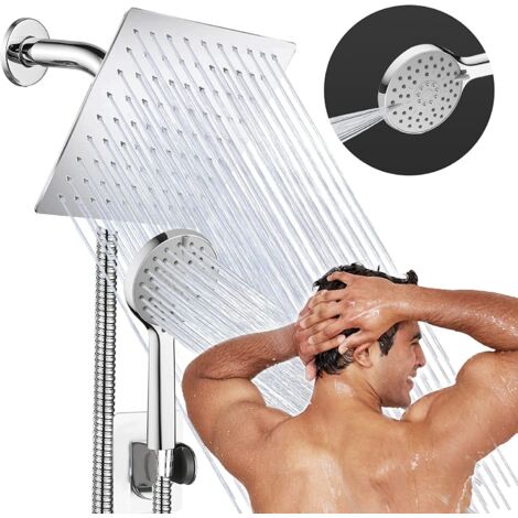 Set doccia da bagno da 10 pollici, getto d'acqua pressurizzato in acciaio inossidabile con lancia, set doccia combinato (1/5)