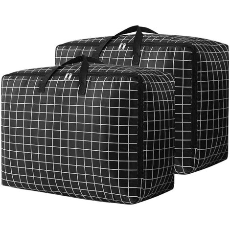 Confezione da 2 grandi borse portaoggetti con cerniera, borse portaoggetti per piumoni, vestiti, case mobili, borse portaoggetti (70 x 30 x 50 cm) (1/5)