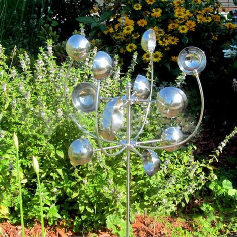 Mulino a vento in metallo unico e magico,3D Kinetic Wind Spinner con paletto da giardino,Magica scultura cinetica in metallo con acchiappavento,decorazione del cortile e del patio del giardino