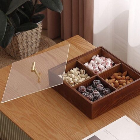 Vassoio Porta Snack 8 Scomparti Con Coperchi E Cestello Rimovibile - Organizer Per Frutta, Caramelle E Noci - Perfetto Per Feste E Picnic
