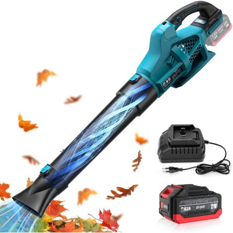 Soffiatore a batteria, soffiatore per foglie con 1 batteria da 3,0 Ah, motore brushless, velocità dell'aria 240 km/h, 6 velocità, per la pulizia del giardino, manutenzione del prato (1/5)