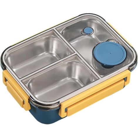 Porta pranzo in acciaio inox da 2 pezzi, contenitore per insalata a 3 scomparti, porta pranzo portatile di grande capacità per adulti, studenti e bambini, contenitore per alimenti durevole per la prep