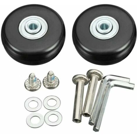 Kit Riparazione Valigia - 2 Ruote Di Ricambio In Plastica (1 Paio) Con Viti, Universali