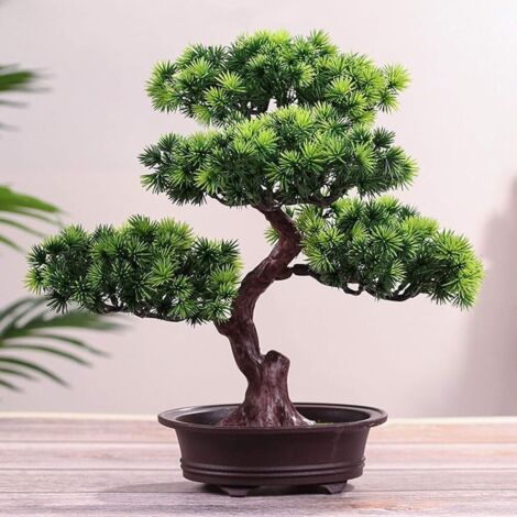 Pianta artificiale, alberi artificiali decorativi, pino simulato in vaso, decorazione di piante finte, piante verdi in vaso per la decorazione del giardino, display da tavolo, altezza 29,2 cm