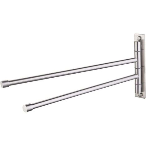 Portasciugamani Portasciugamani a 2 bracci Portasciugamani in acciaio inossidabile SUS304 Portasciugamani da bagno Supporto a parete girevole a 180° spazzolato (1 confezione) (1/5)