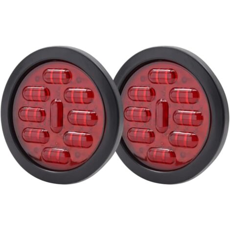 Confezione da 2 luci rotonde a LED per rimorchio con passacavo a filo, fanale posteriore universale da 24 V per rimorchio, camion, roulotte, camper, SUV, camper (rosso) (1/5)