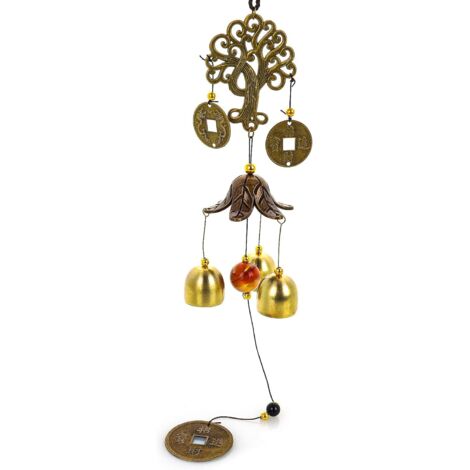 Campanella a vento fortunato 3 campane Campanella a vento Feng Shui con cavo Decorazione da appendere per giardino domestico (1/5)
