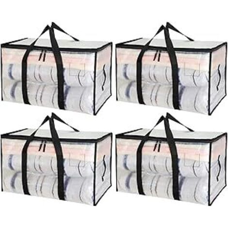 grandi contenitori per vestiti, scatola trasparente mobile, borsa per vestiti, coperchio per vestiti con maniglia per riporre e organizzare i vestiti