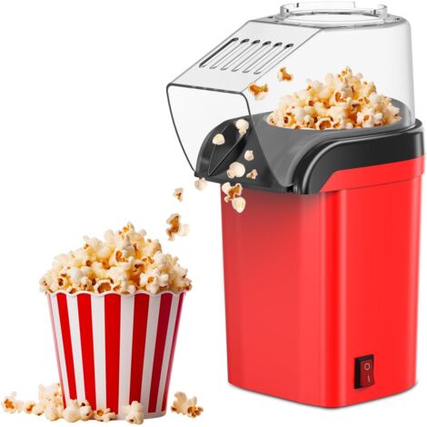 Macchina per popcorn da 1200 W, macchina per popcorn ad aria calda, macchina per popcorn elettrica, funzionamento con un solo pulsante, pronta in 3 minuti, senza olio, per serate al cinema