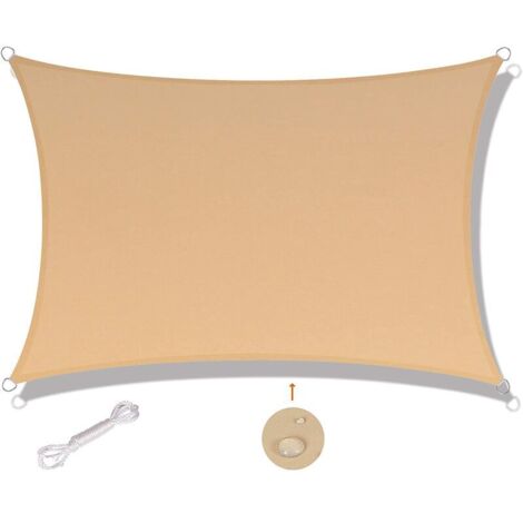 Vela ombreggiante rettangolare, 3x2,5m, impermeabile e resistente ai raggi UV, crema (1/5)