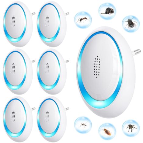 Confezione da 6 prodotti per il controllo dei parassiti interni - Repellente per topi - Repellente per topi e ratti a ultrasuoni - Anti-topi - Controllo efficace dei parassiti per roditori, zanzare, r (1/5)