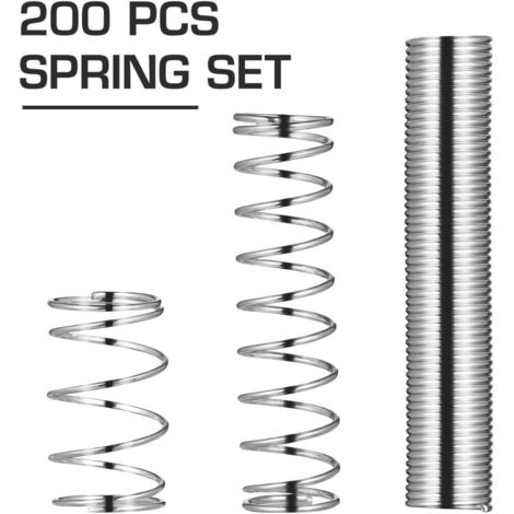 ABN Set 200 Molle Di Compressione Ed Estensione In Acciaio - Kit Ricambio Universale Con 20 Misure, In Vassoio Trasparente