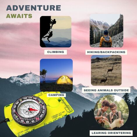 Boussole Universelle Noir – Pour Navigation, Camping, Randonnée, Orientation