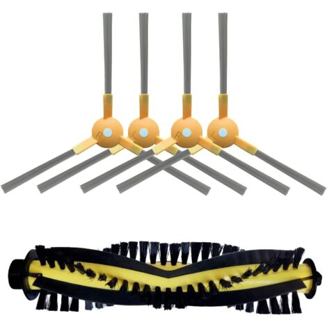 Parte di ricambio applicabile compatibile con l'accessorio aspirapolvere robot Tesvor S6 X500 X520 X600 Pro M1, 1 spazzola a rullo principale, 4 spazzole laterali (1/5)
