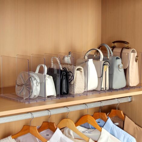 10 pezzi Organizer per riporre borse, armadietti da cucina, ripiano divisorio rimovibile per armadio, adatto per riporre ripiani e armadietti da cucina (trasparente)