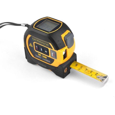 Misuratore laser digitale 3 in 1 con linea laser incrociata, telemetro laser digitale da 131 piedi, metro a nastro da 16 piedi con retroilluminazione LCD per distanza, area, volume
