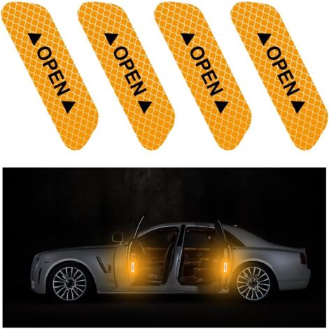 pezzi adesivi per portiera auto, adesivi promemoria porta aperta, adesivi riflettenti impermeabili anticollisione, accessori interni ed esterni per auto (giallo) (1/5)
