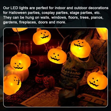 Catena luminosa di Halloween a forma di zucca da 3 metri con 20 LED, adatta per decorazioni di Halloween sia interne che esterne. | Leroy Merlin