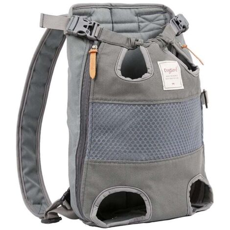 Zaino per cani da viaggio in rete traspirante Borsa per gatti Borsa per cani Zaino per animali domestici a strisce di colore a contrasto Pettorina per cani 25-40 cm Grigio (1/5)