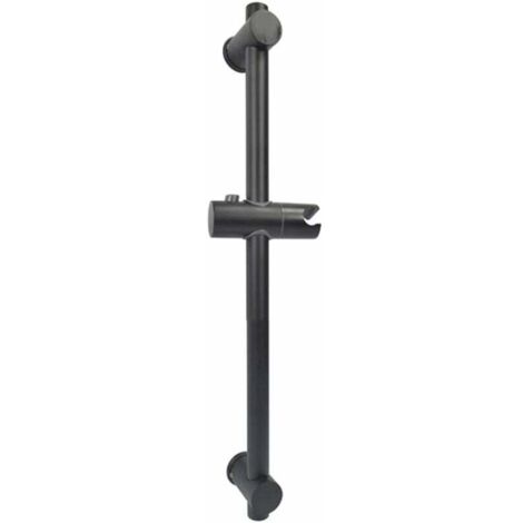 Asta doccia nera, asta doccia in acciaio inossidabile 304 con staffe di fissaggio regolabili in altezza e angolazione, spazzolato, altezza totale 660 mm