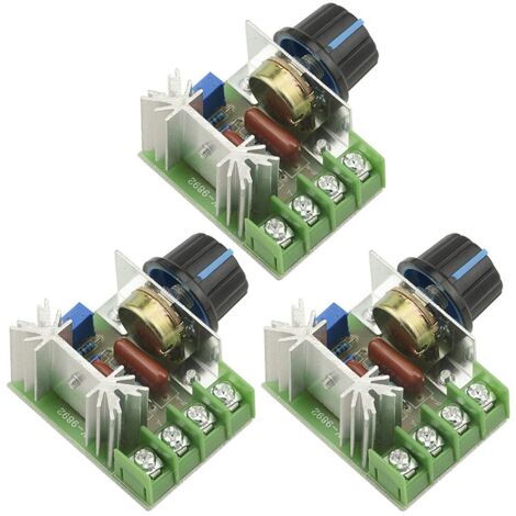 pezzi AC 110V-220V 2000W SCR Modulo regolatore di tensione elettronico ad alta potenza Regolatore di velocità del motore 25A Dimmer LED ultra piccolo con manopola di controllo della velocità (1/5)