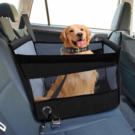 Seggiolino auto sicuro per cani, comodo cestino per auto per cani, protezione per auto per cani con finestra ventilata, cinghia regolabile, compatibile con tutti i veicoli (49x49x49 cm)