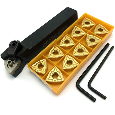 MWLNR2020K08 portautensili per tornio + 10 pezzi WNMG080404 inserti in metallo duro + chiave per tornio