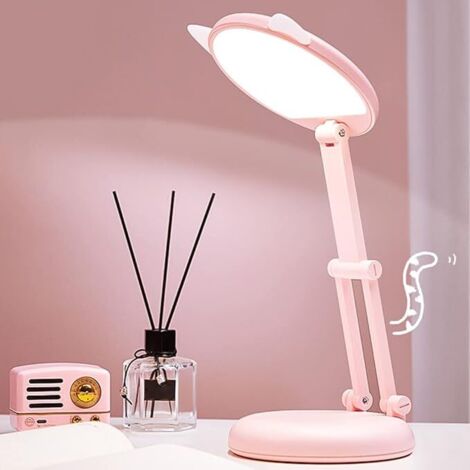 Lampada da tavolo Himmel, Lampada da tavolo in legno regolabile, Lampada da scrivania per bambini per camera da letto, soggiorno, Lampada da lettura base E27 Next (Rosa