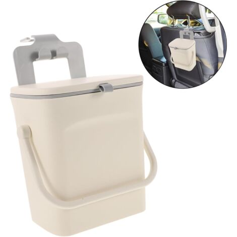 Pattumiera con coperchio scorrevole, per ufficio, sottile, portatile, per auto, cucina, compost, secchio per compost, composter sospeso, contenitore per pannolini, contenitori per compost in PP bianco (1/5)