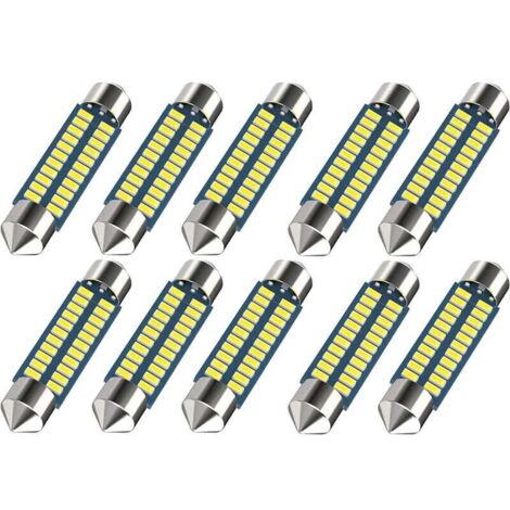 10 pezzi 578 LED 211-2 Lampadina per auto a LED 41mm 42mm 1.65 pollici 212-2 Lampadina per auto a LED per luce di cupola per mappa auto, chip 22SMD 3014 6000K LED interno bianco super luminoso Am (1/5)