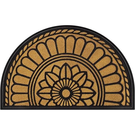 Zerbino semicircolare, tappetino protettivo con percorso d'ingresso antiscivolo, basso profilo, robusto per esterni, facile da pulire, 60 x 90 cm, giallo