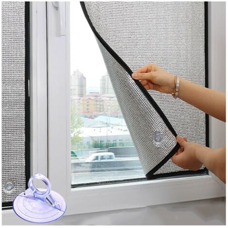 Pellicola isolante in alluminio, pellicola riflettente per finestre con isolamento termico, pellicola oscurante per finestre, pellicola protettiva solare con ventose, per veranda/bagno, LxA-60x120 cm/ (1/5)