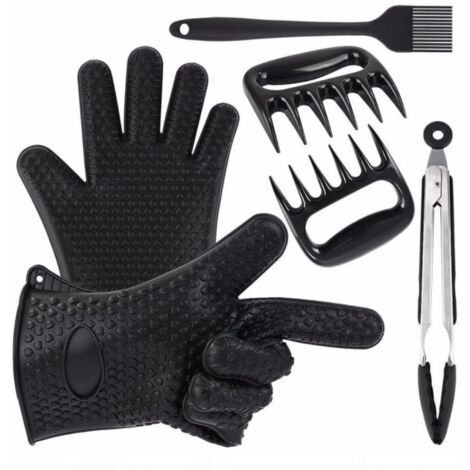 Attrezzi per barbecue Set di utensili per barbecue in acciaio inossidabile e silicone, nero (1/3)